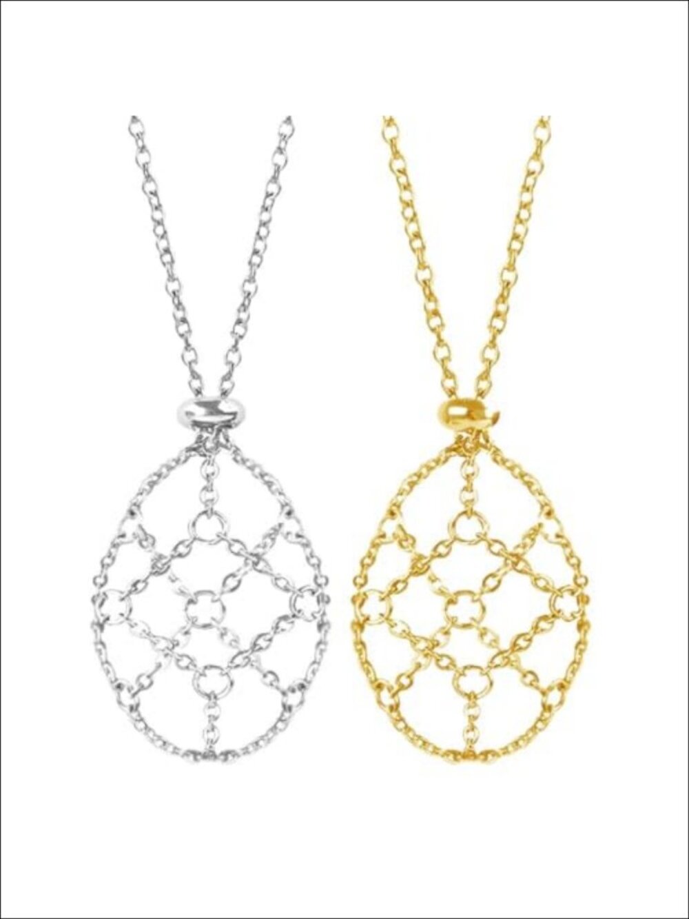 Stainless Steel Crystal Cage Holder Necklace Adjustable 23in